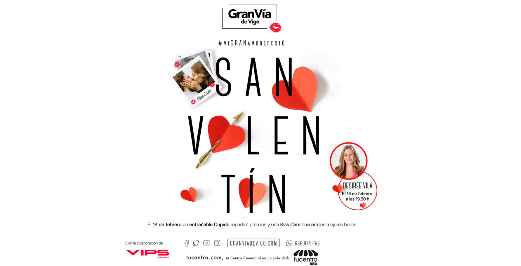 Gran Vía de Vigo celebra San Valentín con Desirée Vila, un entrañable Cupido y muchos besos con un Kiss Cam Gran Vía de Vigo celebra San Valentín con Desirée Vila, un entrañable Cupido y muchos besos con un Kiss Cam