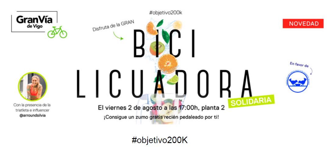 Gran Vía de Vigo presenta la gran Bicilicuadora Solidaria Gran Vía de Vigo presenta la gran Bicilicuadora Solidaria