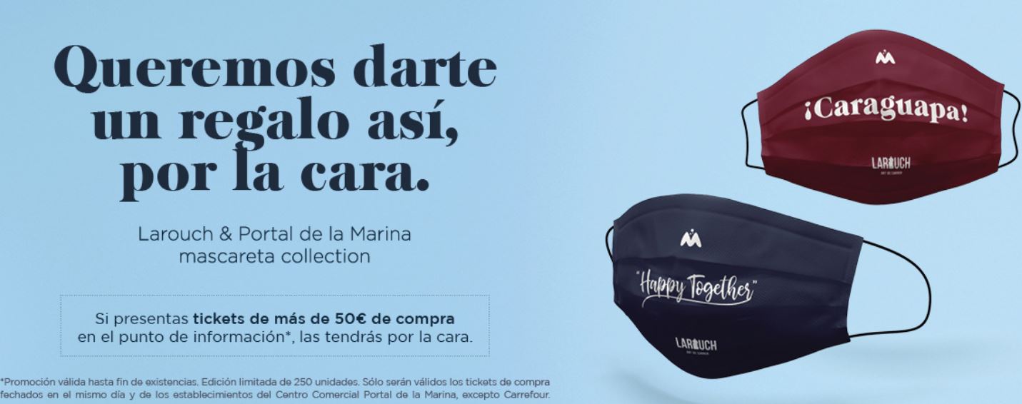 Portal de la Marina y Larouch crean la mascareta collection para regalarlas entre sus clientes Portal de la Marina y Larouch crean la mascareta collection para regalarlas entre sus clientes